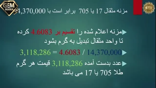 ساده ترین روش محاسبه طلا