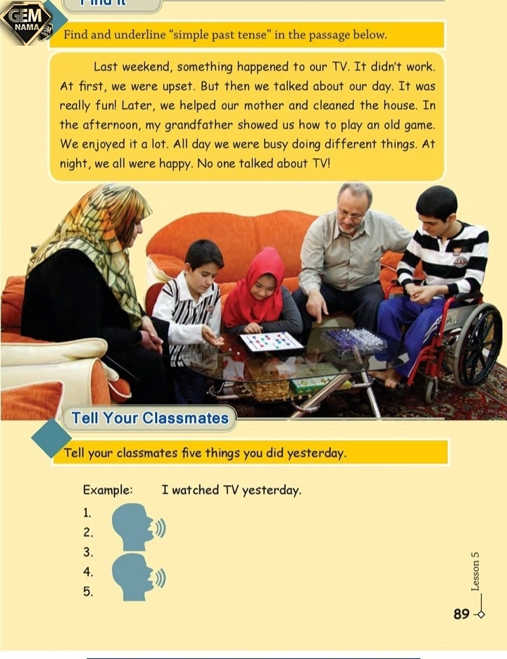 جواب tell your classmates صفحه 89 درس 5 زبان انگلیسی پایه نهم