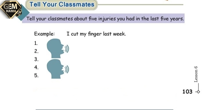 جواب tell your classmatesصفحه 103درس 6زبان انگلیسی پایه نهم