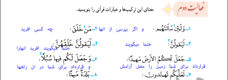 جواب فعالیت ۲ صفحه ۱۸درس اول قرآن نهم