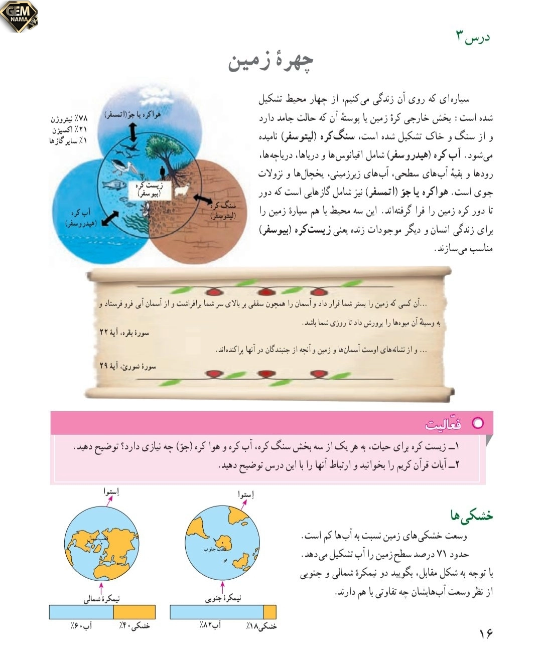 جواب فعالیت صفحه ۱۶درس۳مطالعات نهم