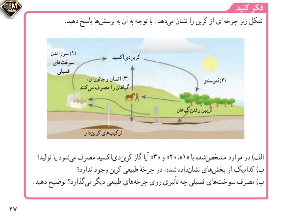 فکرکنید صفحه ۲۷علوم تجربی نهم