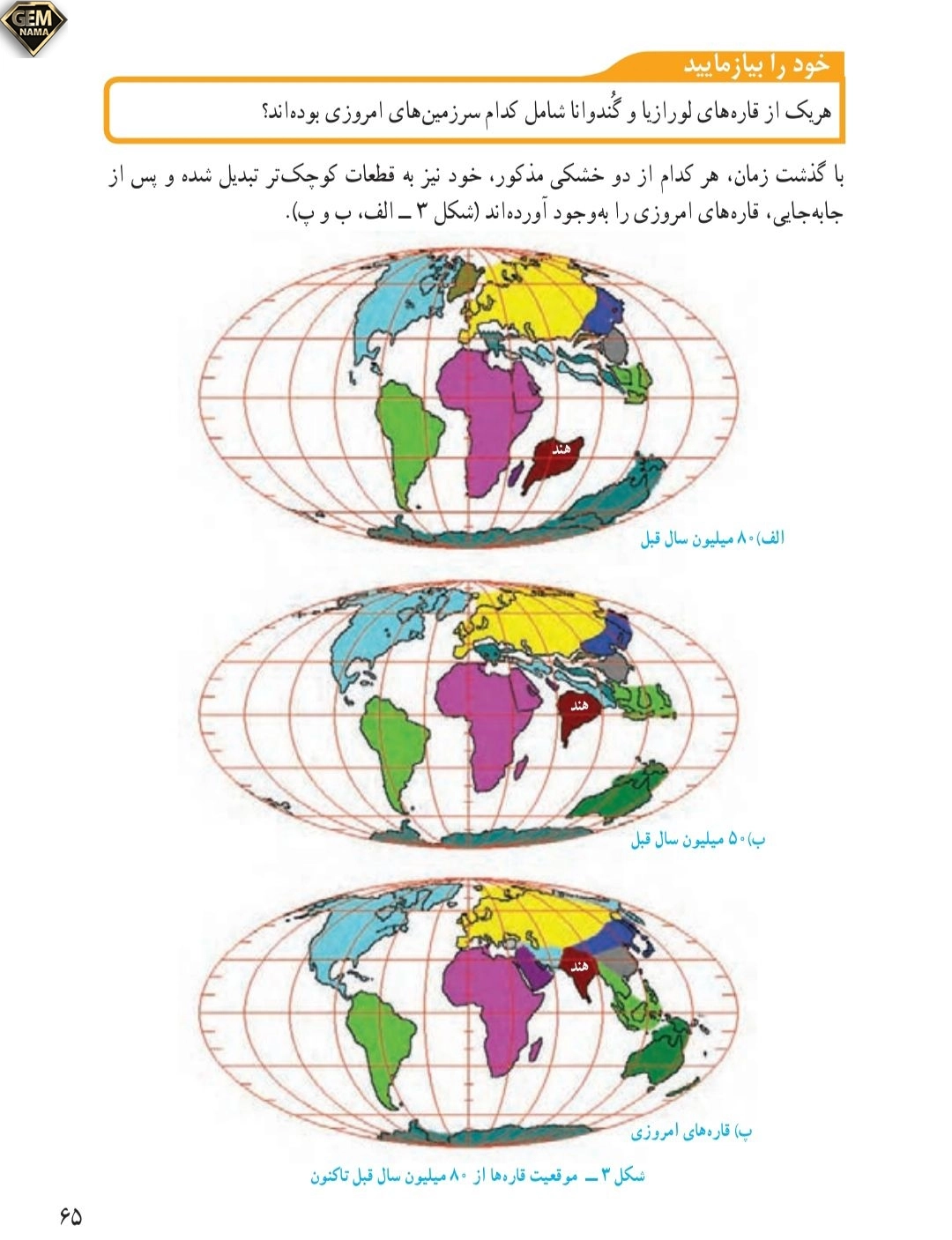 خودرابیازمایید صفحه ۶۵علوم تجربی نهم
