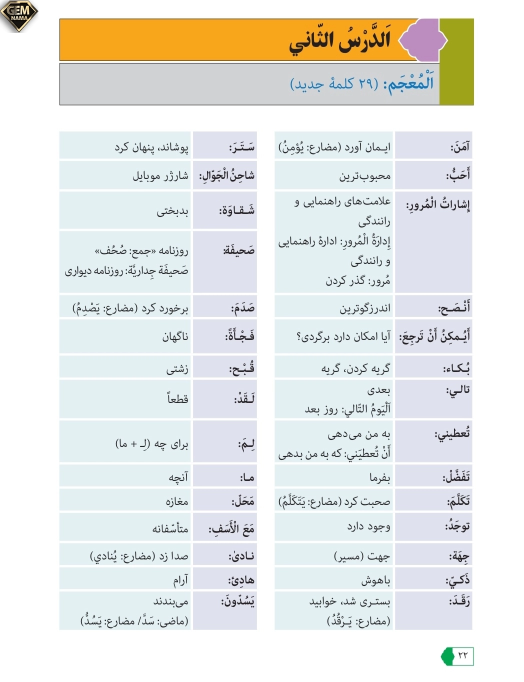 ترجمه درس دوم صفحه ۲۳عربی نهم