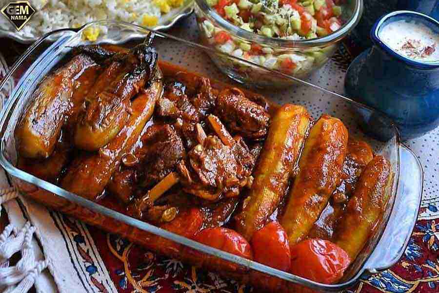 طرز تهیه خورشت بادمجان مجلسی با گوشت مثل رستورانی