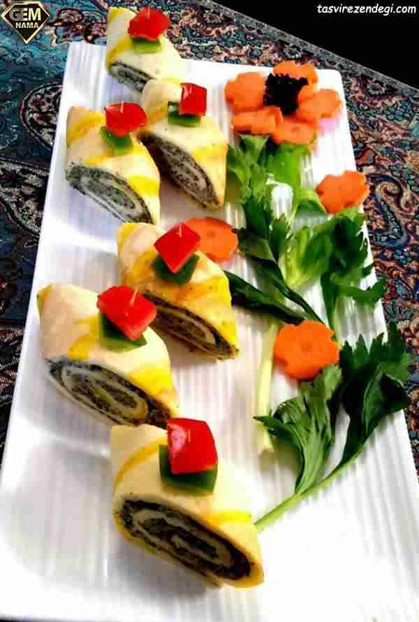 طرز تهیه کرپ رولی پلنگی خوشمزه و مجلسی