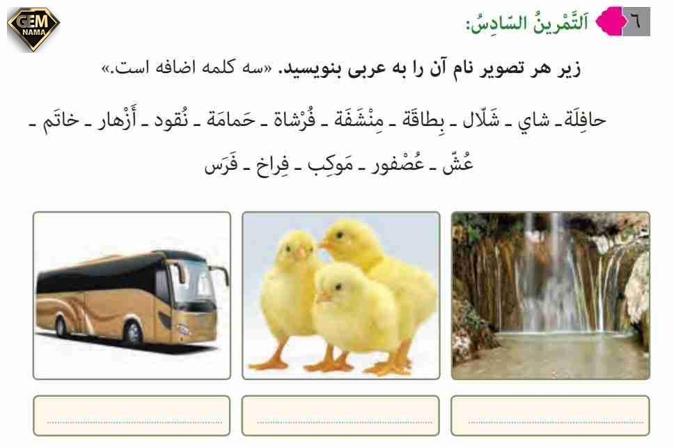 تمرین ششم صفحه 118 درس 9 عربی هشتم